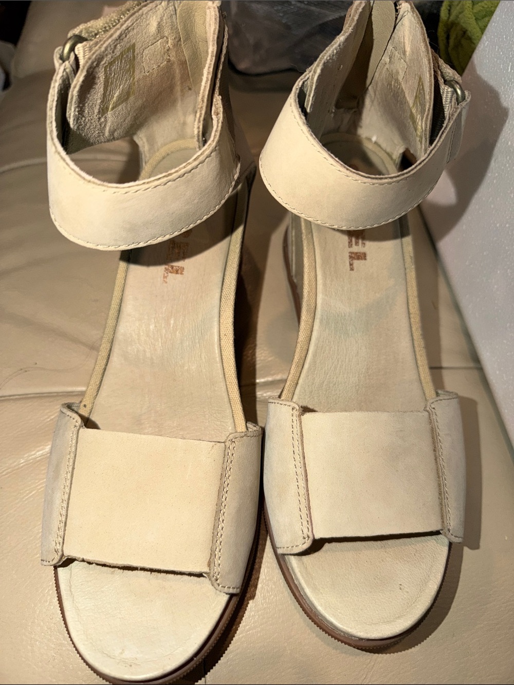 Sorel Oatmeal Joanie II Leather Ankle-Strap Sandals